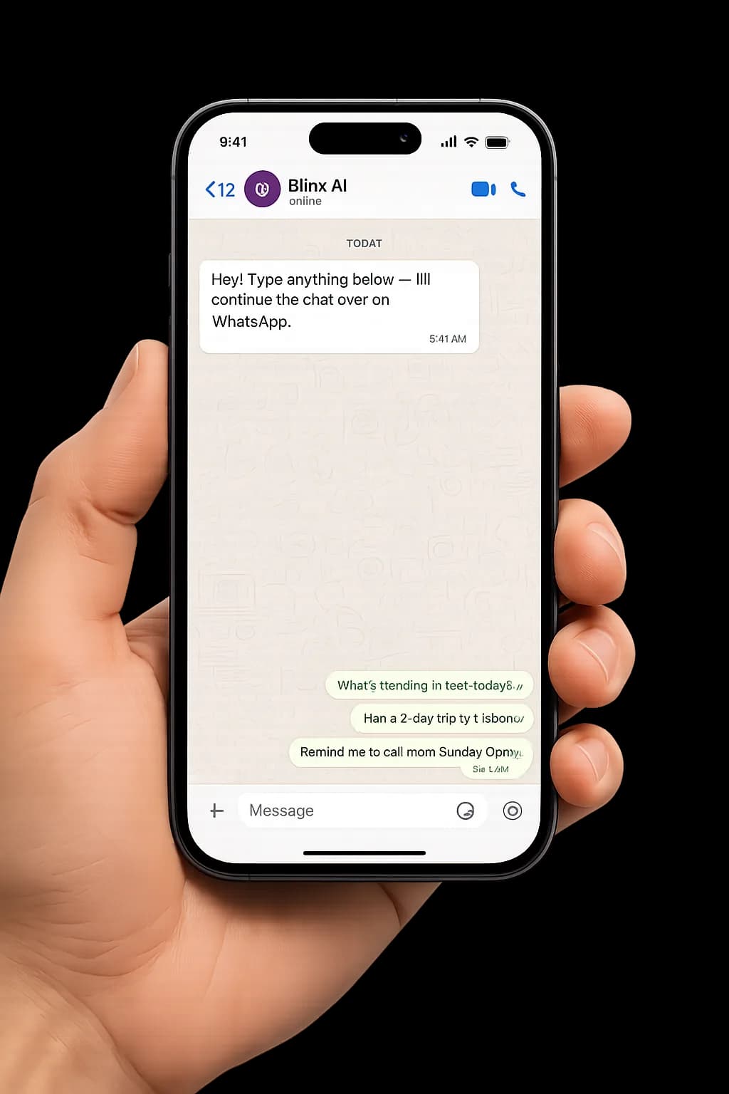Binx running inside WhatsApp